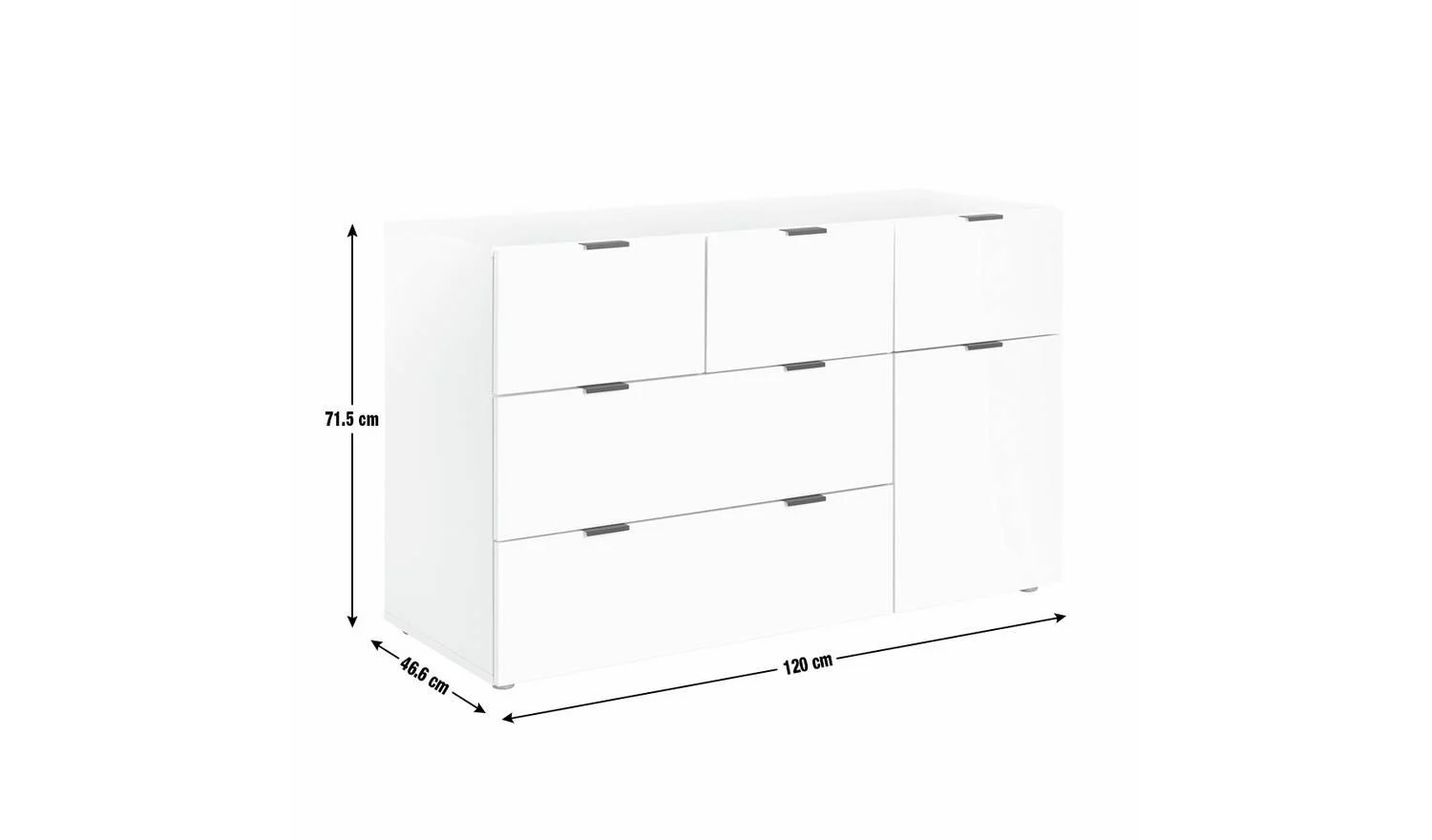 Zeke Wide 5 Drawer Chest White Storage Organiser Bedroom Furniture - Image 7