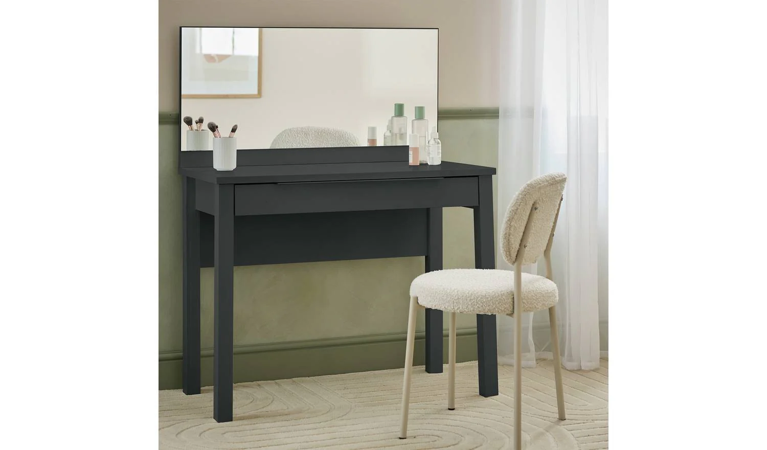 Hallingford 1 Drawer Dressing Table Anthracite Compact Design - Image 4