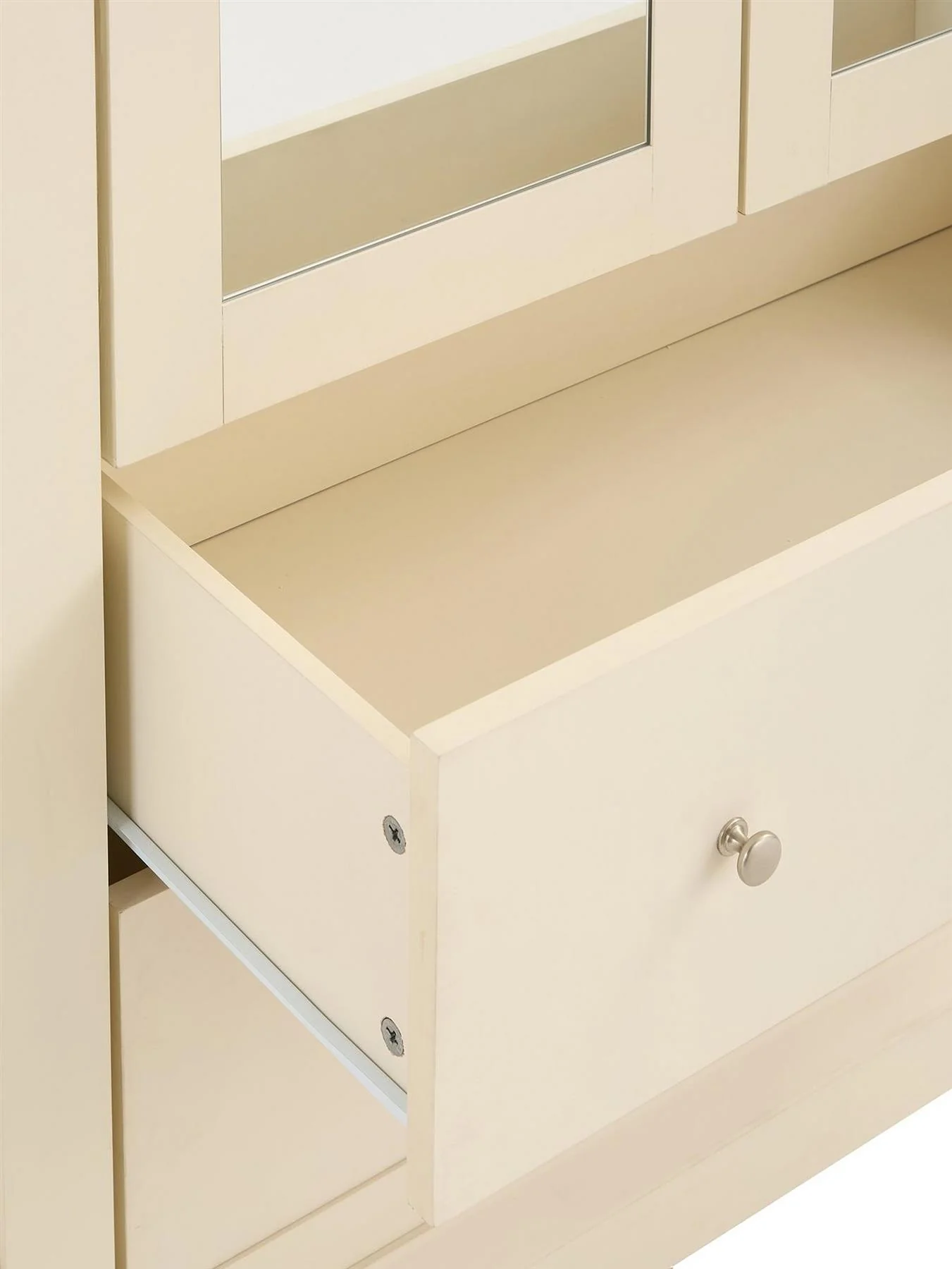 Hanna 4 Door 2 Drawer Mirrored Combi Wardrobe Cream Oak Storage Bedroom - Image 7