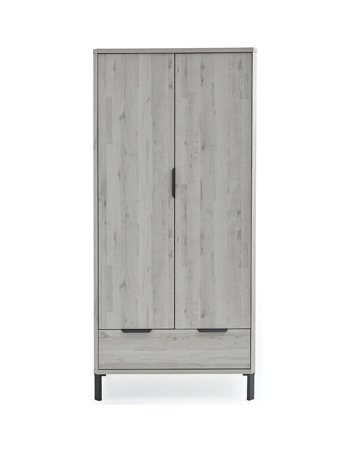 Harlem 2 Door 1 Drawer Wardrobe Grey Oak Effect Stylish Bedroom Storage - Image 2