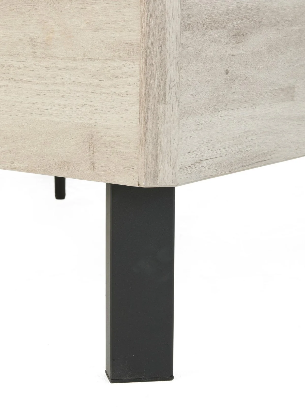 Harlem Double Bed Frame Grey Oak | Large Headboard | Black Metal Legs - Image 4