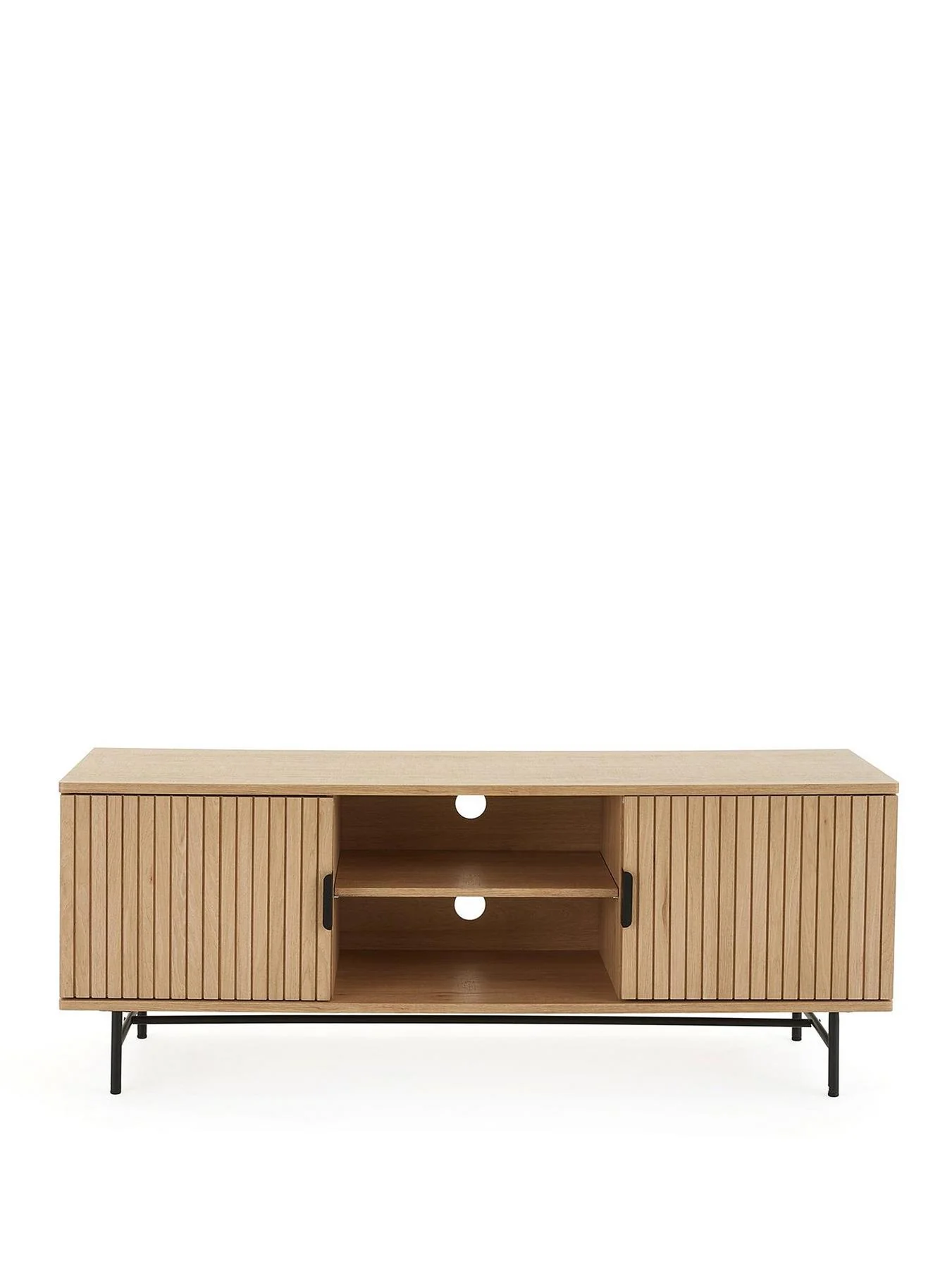 Harlow TV Unit Oak Media Stand Storage Cabinet Living Room Furniture - Image 2