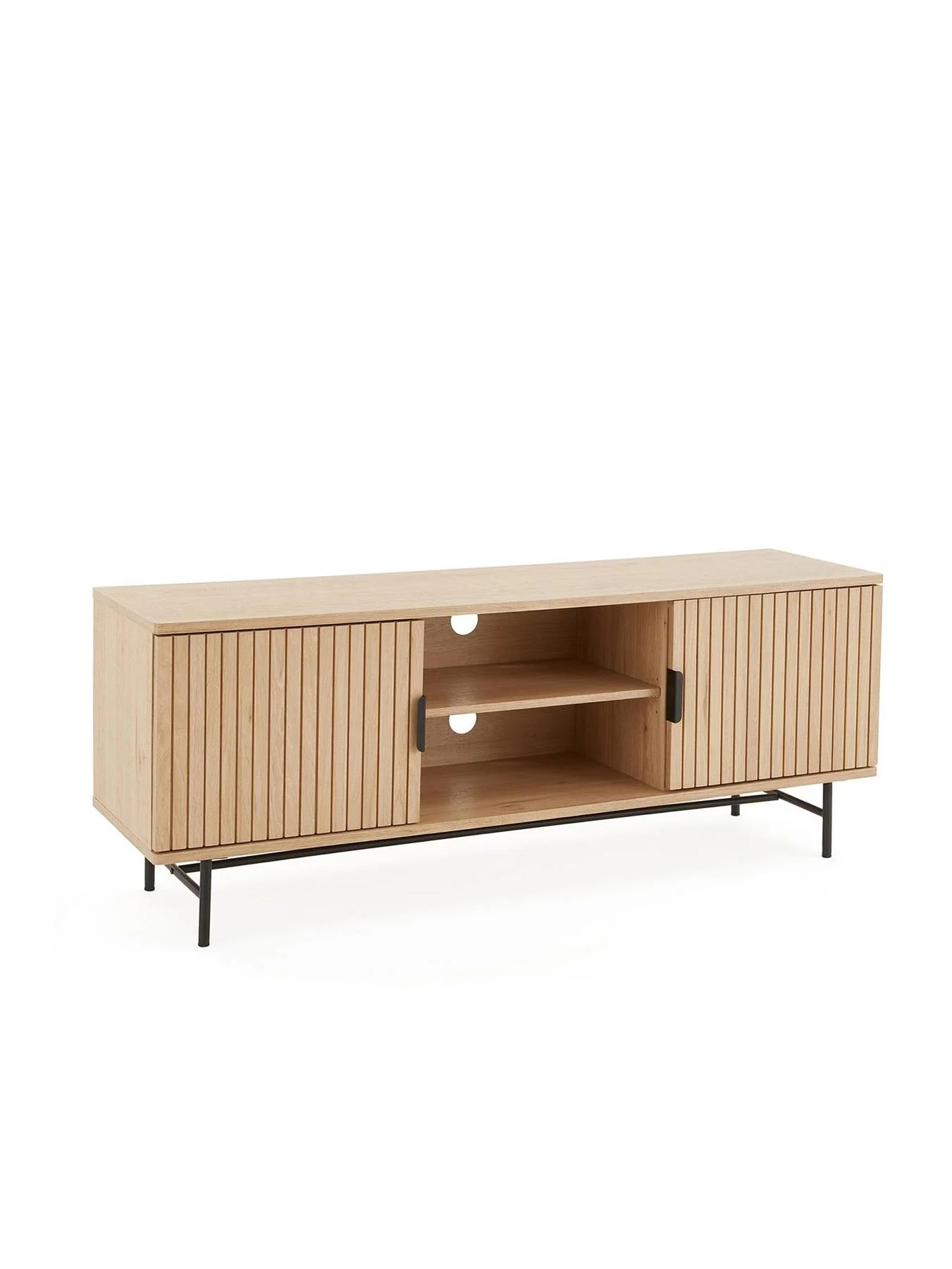 Harlow TV Unit Oak Media Stand Storage Cabinet Living Room Furniture - Image 3