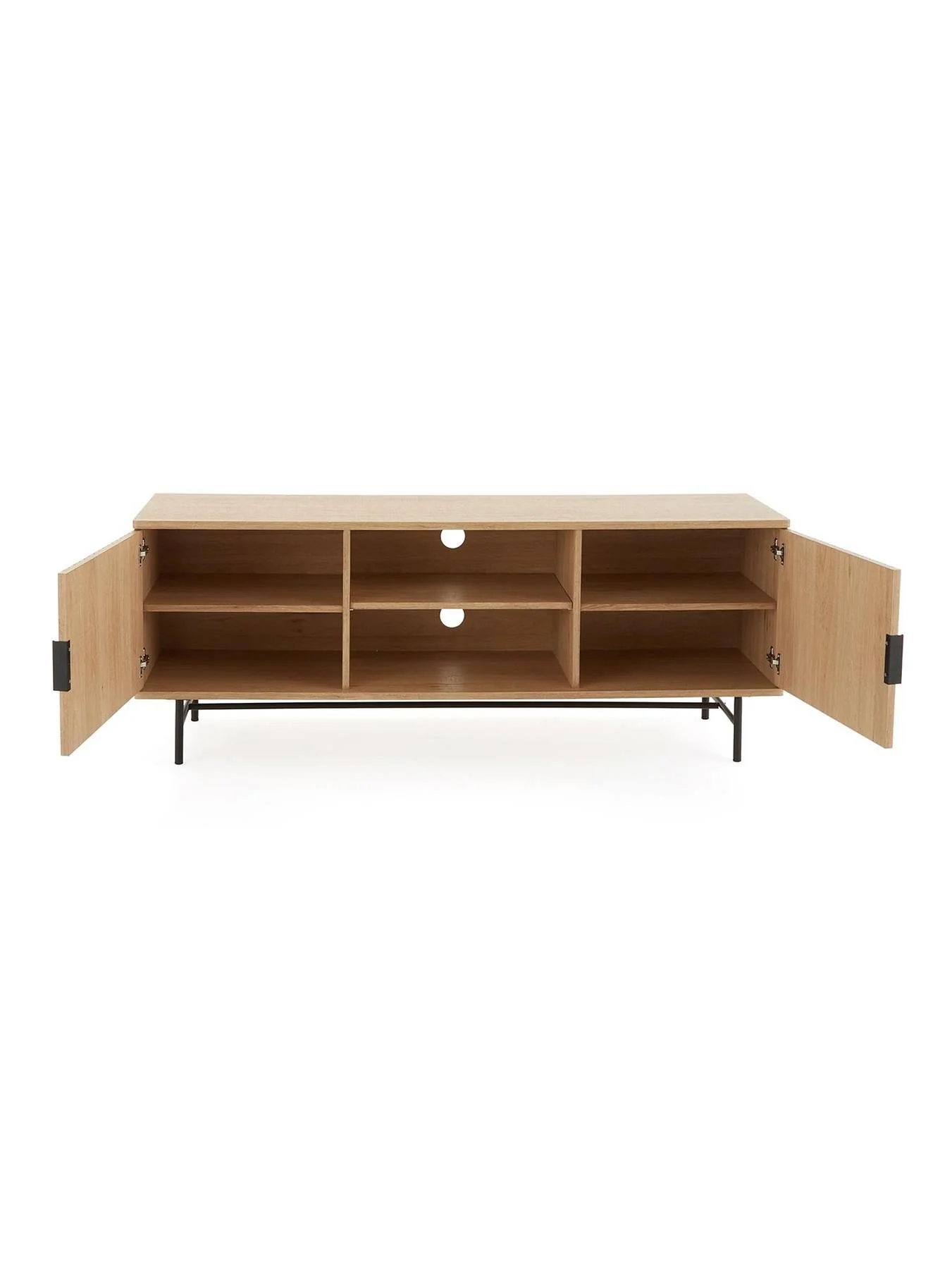 Harlow TV Unit Oak Media Stand Storage Cabinet Living Room Furniture - Image 4