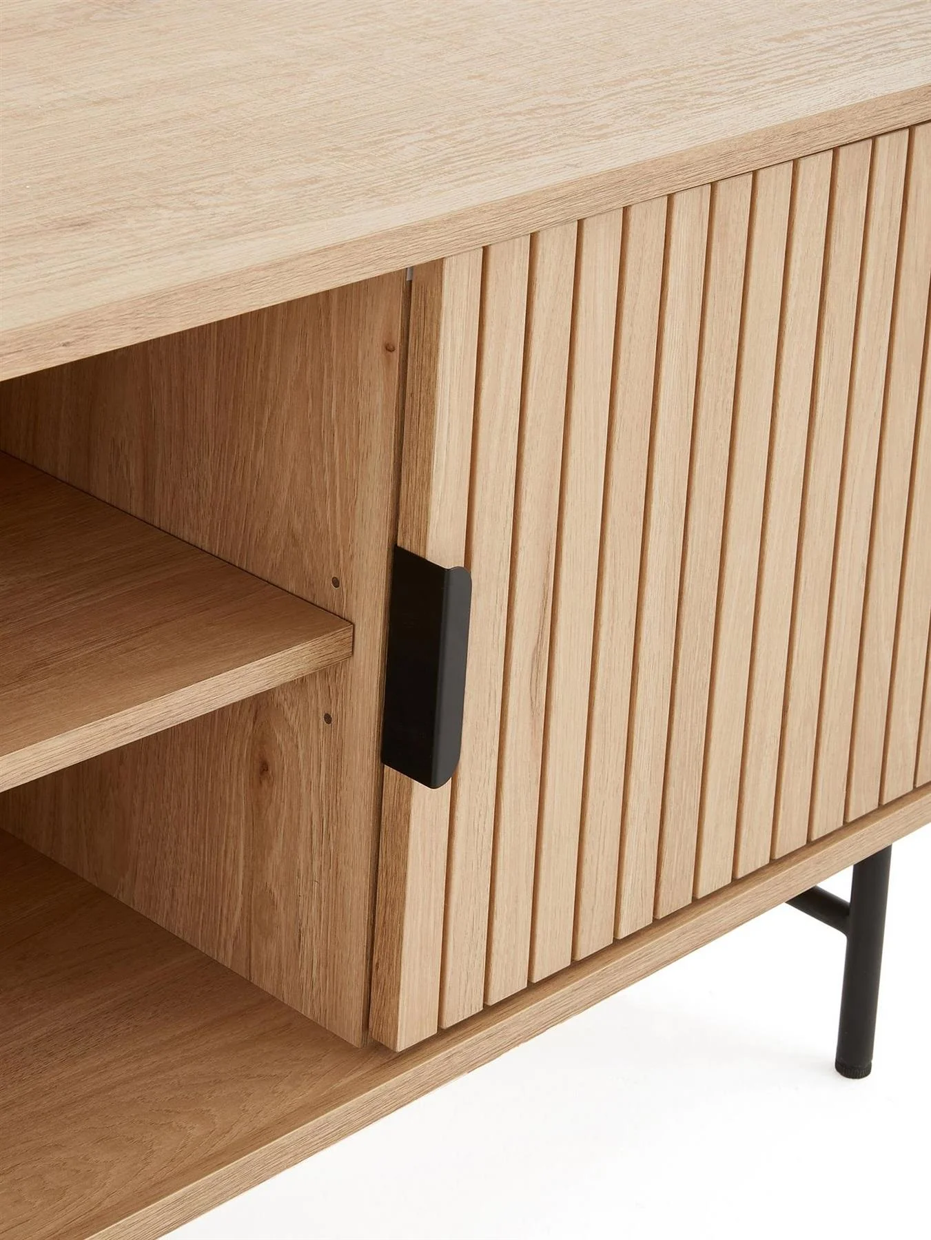 Harlow TV Unit Oak Media Stand Storage Cabinet Living Room Furniture - Image 5