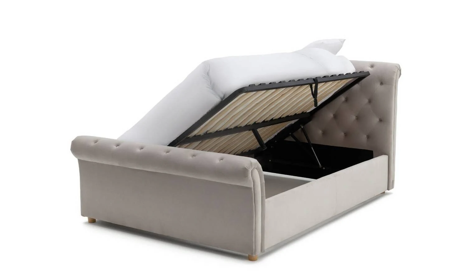 Harrogate Kingsize Ottoman Fabric Bed Silver Elegant Bedroom Storage Solution - Image 3