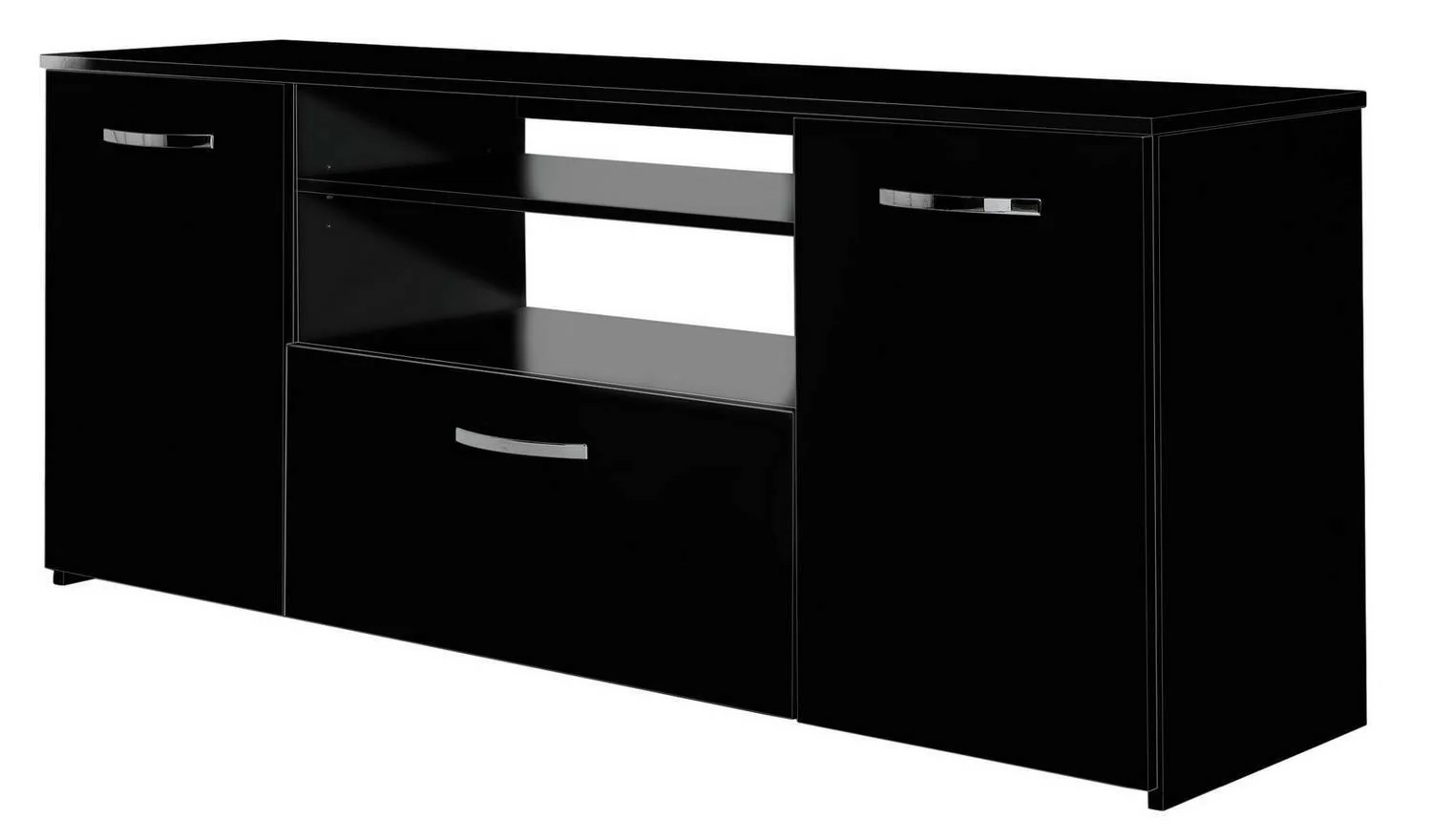 Hayward 2 Door 1 Drawer Sideboard Black Gloss Modern and Functional Storage Unit - Image 3