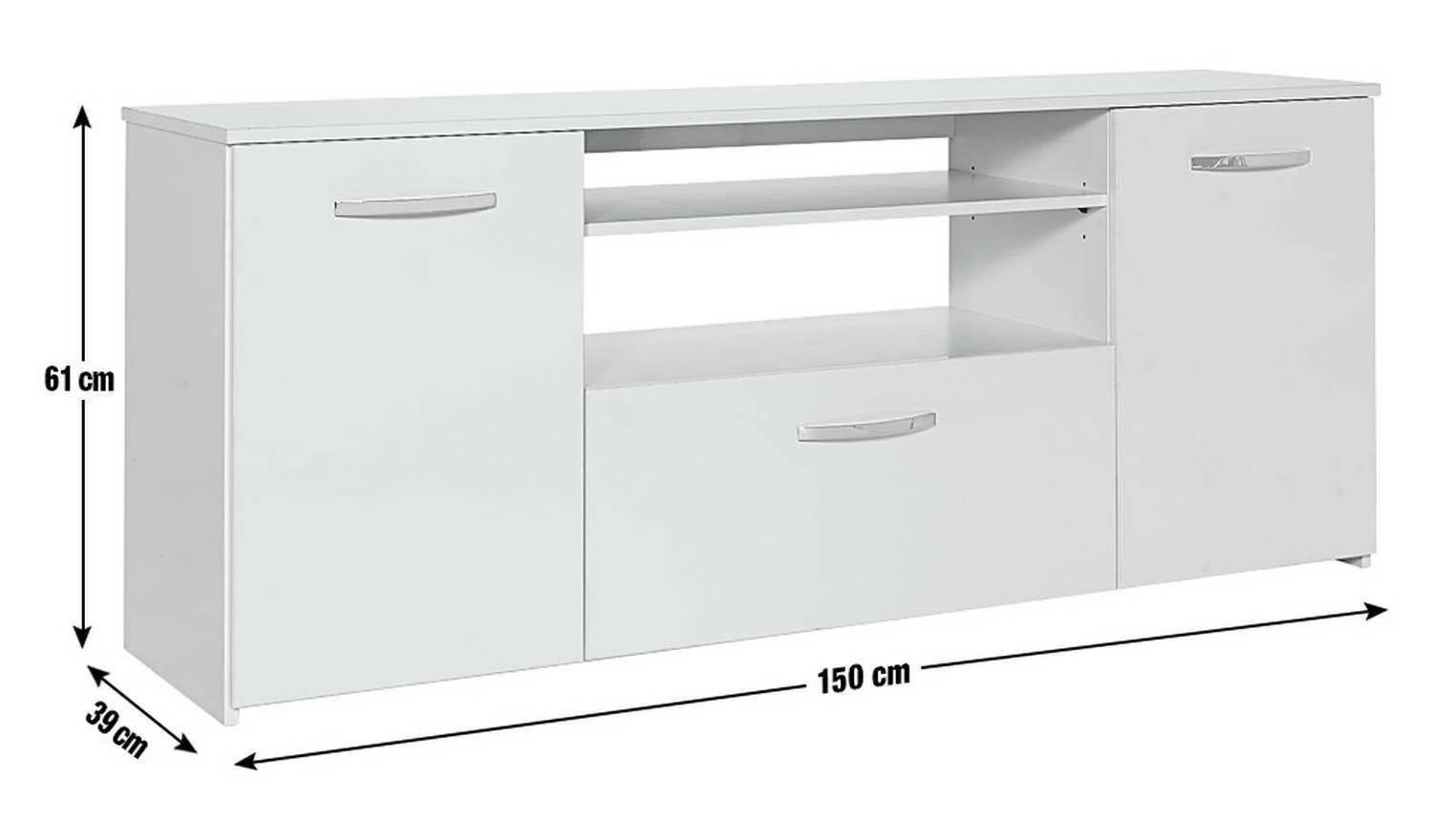 Hayward 2 Door 1 Drawer Sideboard Black Gloss Modern and Functional Storage Unit - Image 7