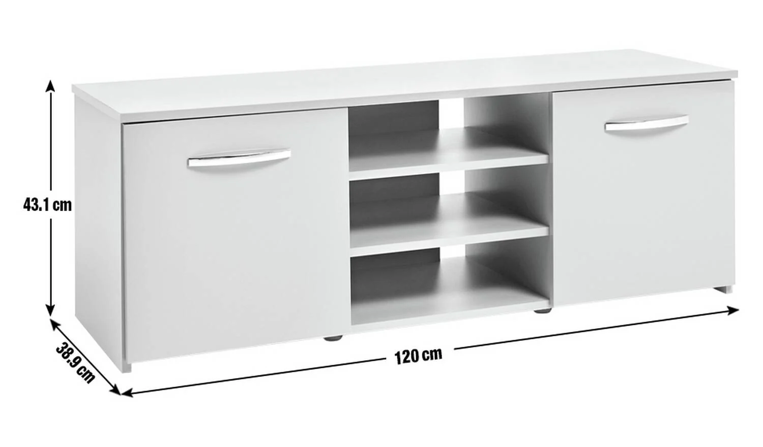 Hayward 2 Door Small TV Unit Grey Gloss Media Storage Cabinet - Image 9