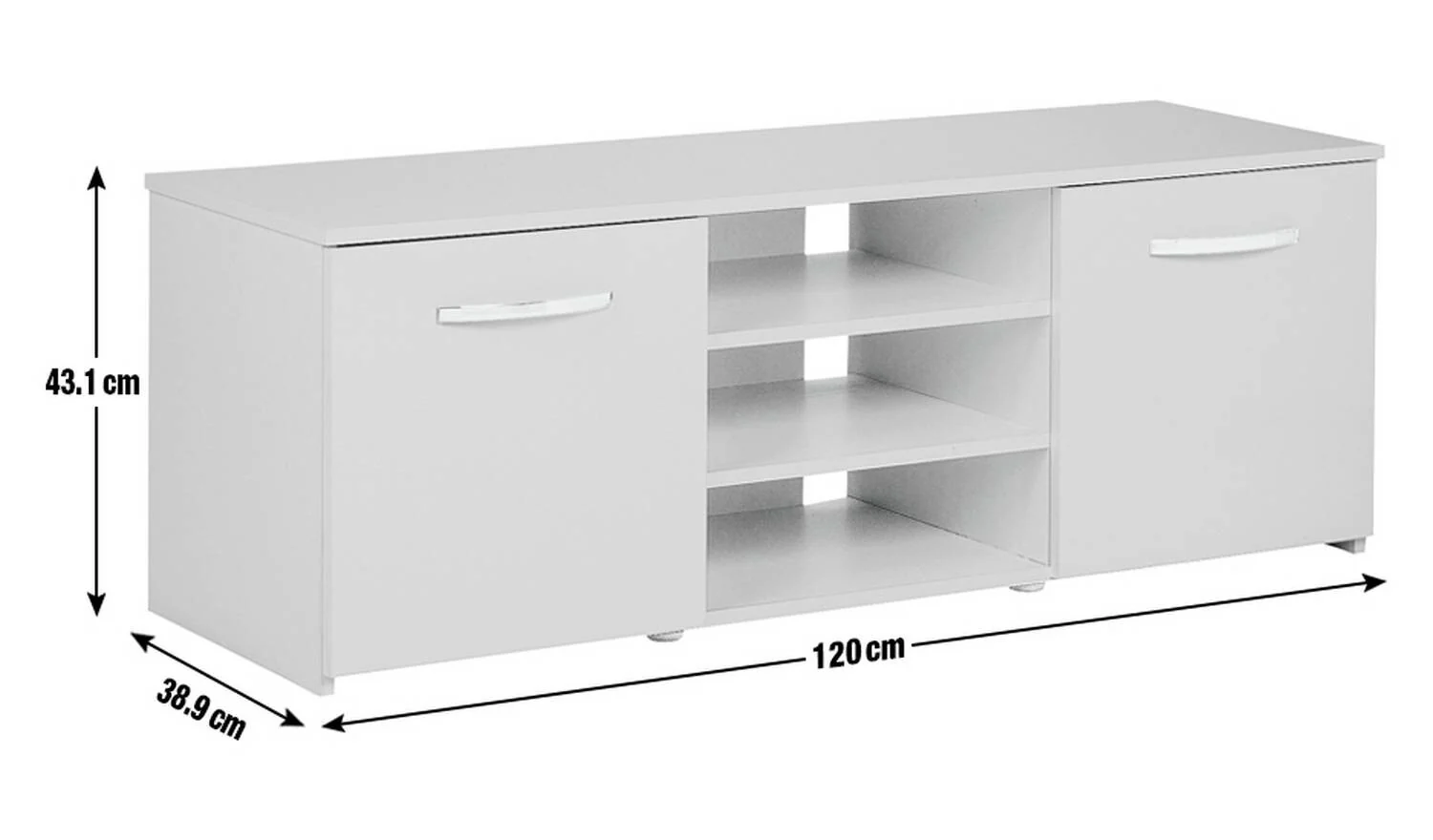 Hayward 2 Door Small TV Unit White Gloss Media Storage Cabinet Modern - Image 9