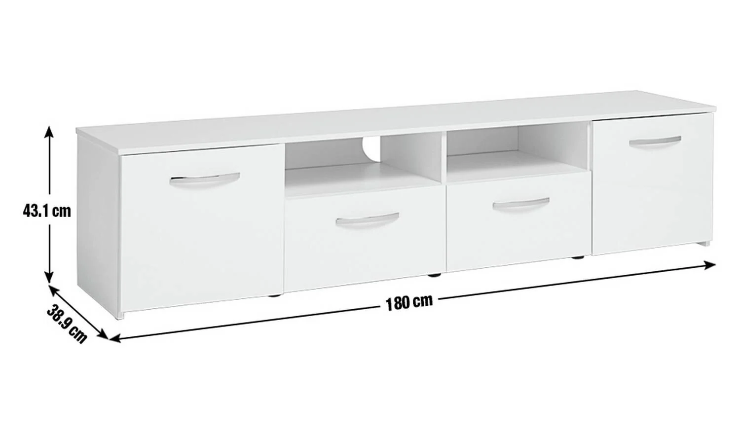 Hayward 2 Door TV Unit Black Gloss Media Storage Cabinet Modern Living - Image 2