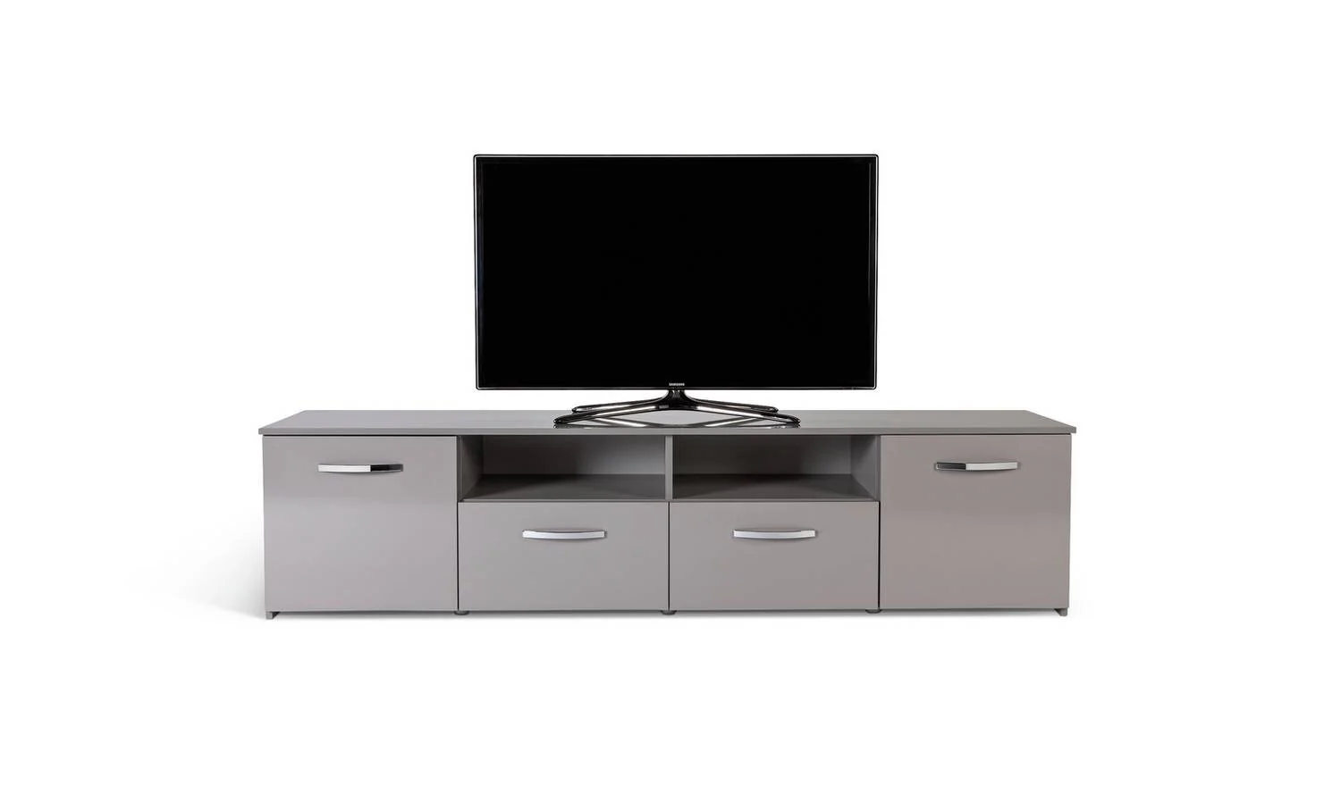 Hayward 2 Door TV Unit Gloss Grey Modern Home Cinema Furniture - Image 3