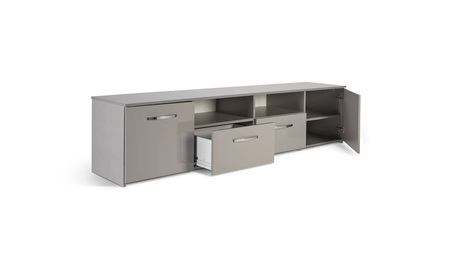 Hayward 2 Door TV Unit Gloss Grey Modern Home Cinema Furniture - Image 5