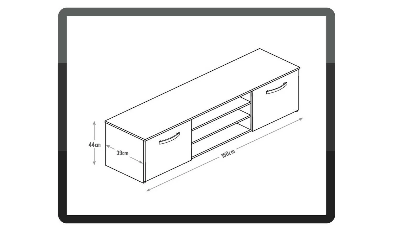 Hayward 2 Door Wide TV Unit Black Gloss Modern Media Storage for Any Room - Image 9
