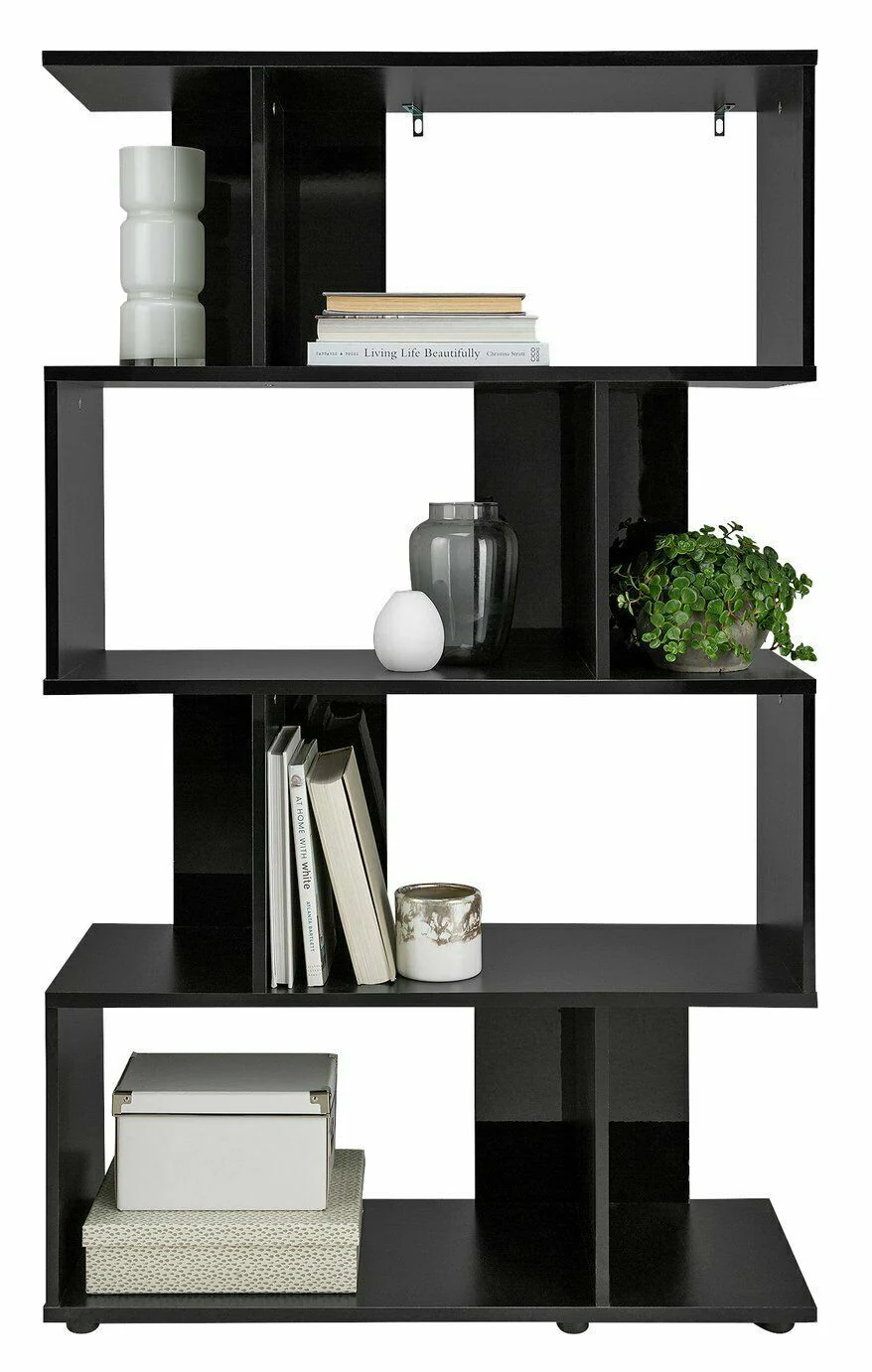 Hayward 5 Shelf Bookcase Black Gloss Modern and Stylish Storage Solution - Image 2