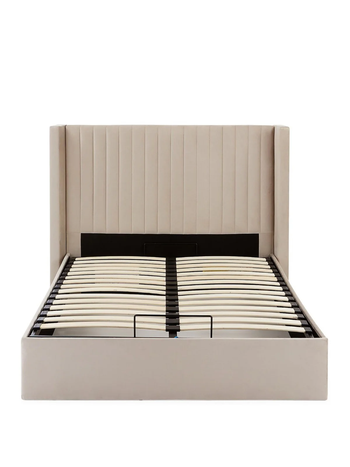Haywood Double Ottoman Bed Natural | Wing Headboard | End Lift Storage - Image 2