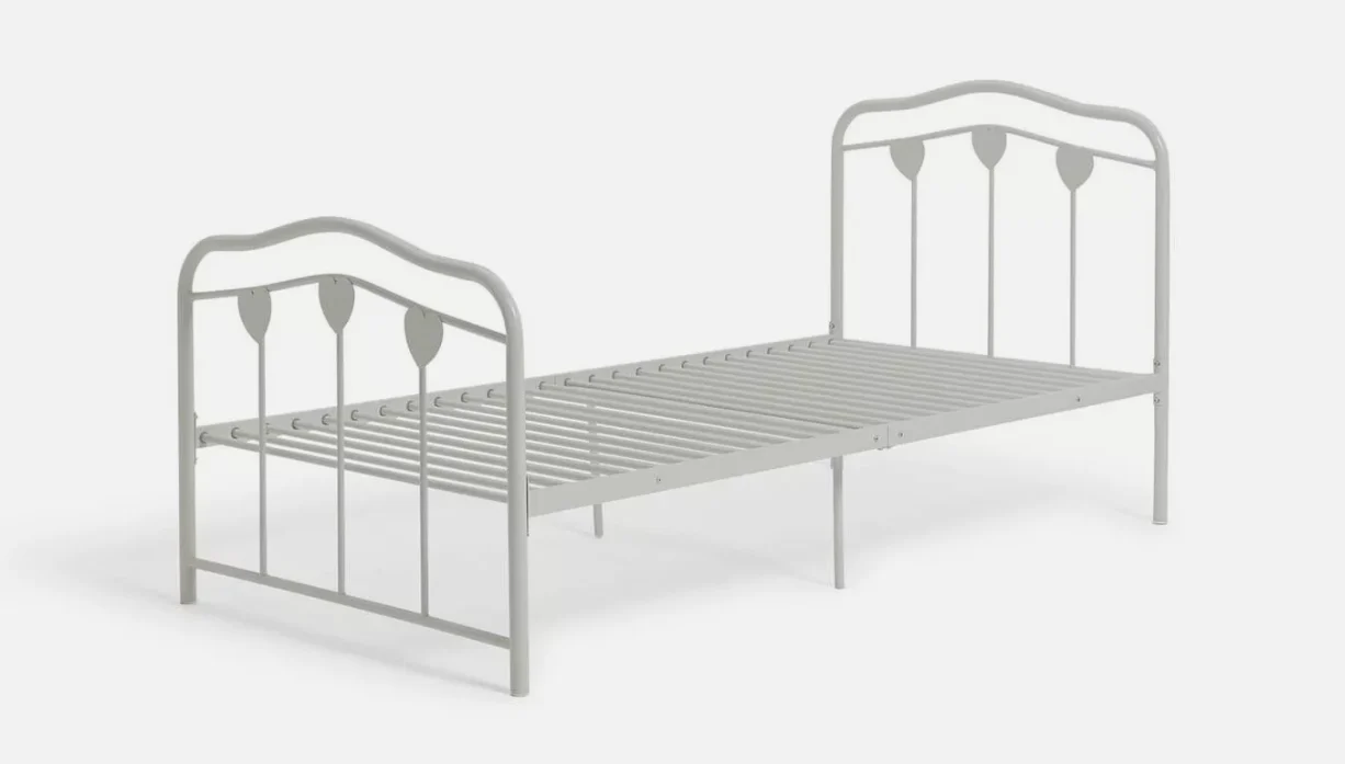 Hearts Single Metal Bed Frame White Kids Childrens Bedroom Furniture - Image 5
