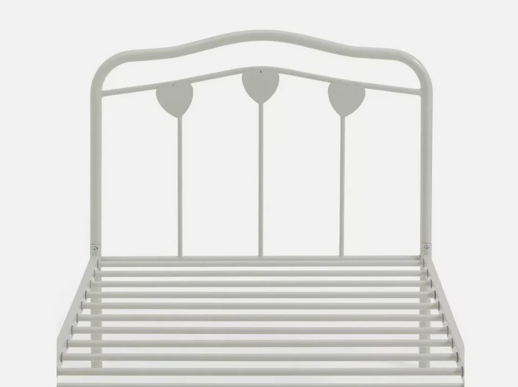 Hearts Single Metal Bed Frame White Kids Childrens Bedroom Furniture - Image 7