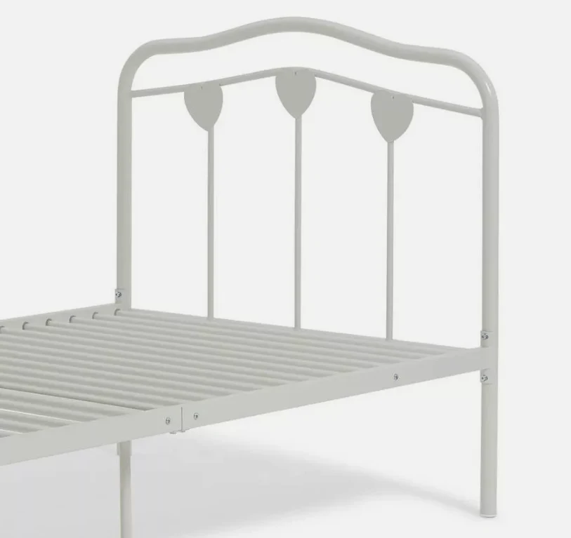 Hearts Single Metal Bed Frame White Kids Childrens Bedroom Furniture - Image 9