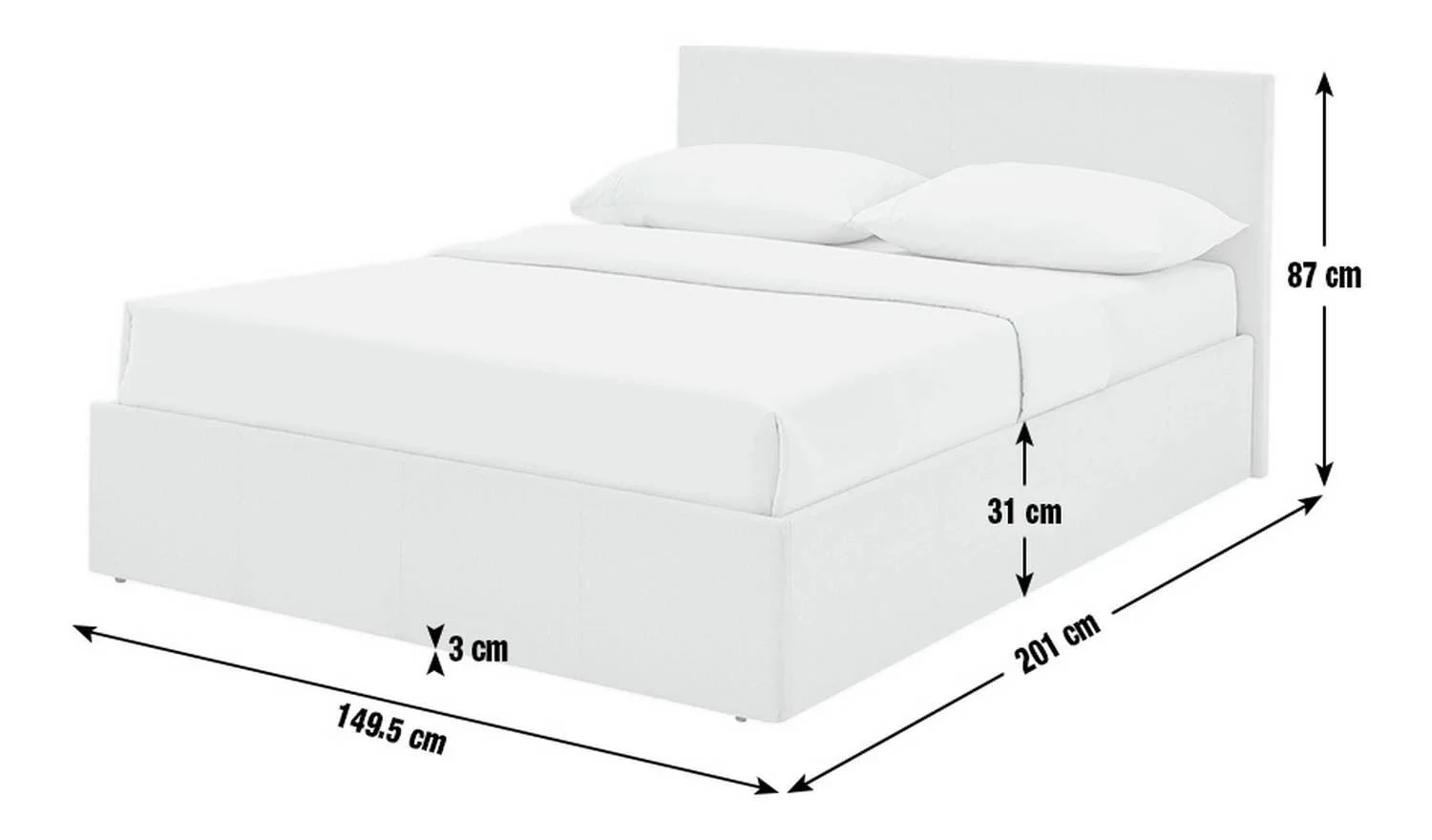 Heathdon Double End Lift Ottoman Bed Grey Spacious Storage Bed Design - Image 3
