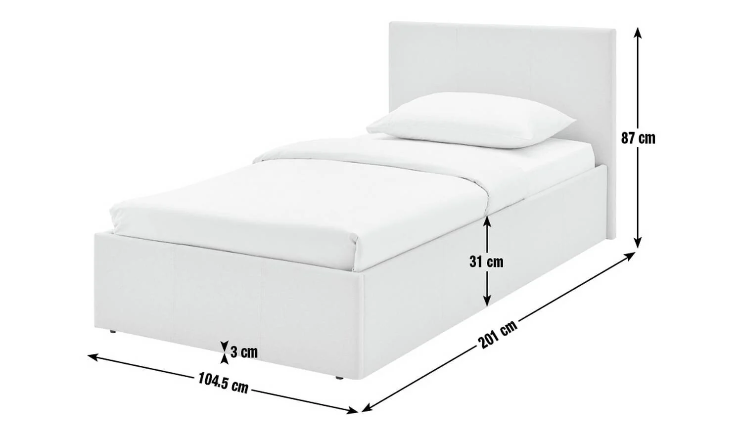 Heathdon Single End Lift Ottoman Bed Grey Modern Bedroom Storage - Image 4