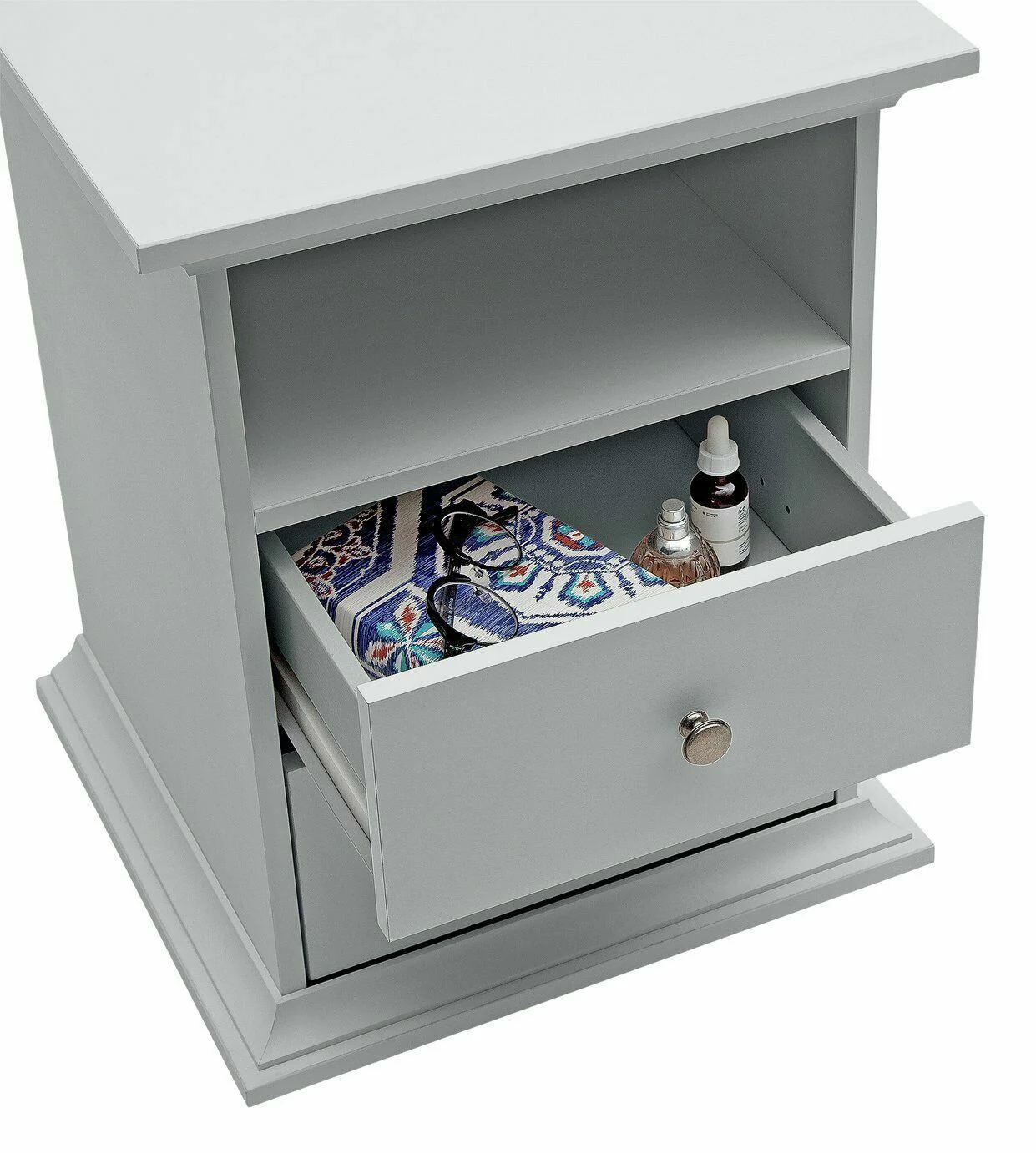 Heathland 2 Drawer Bedside Table Grey Modern and Functional Bedroom Storage - Image 4