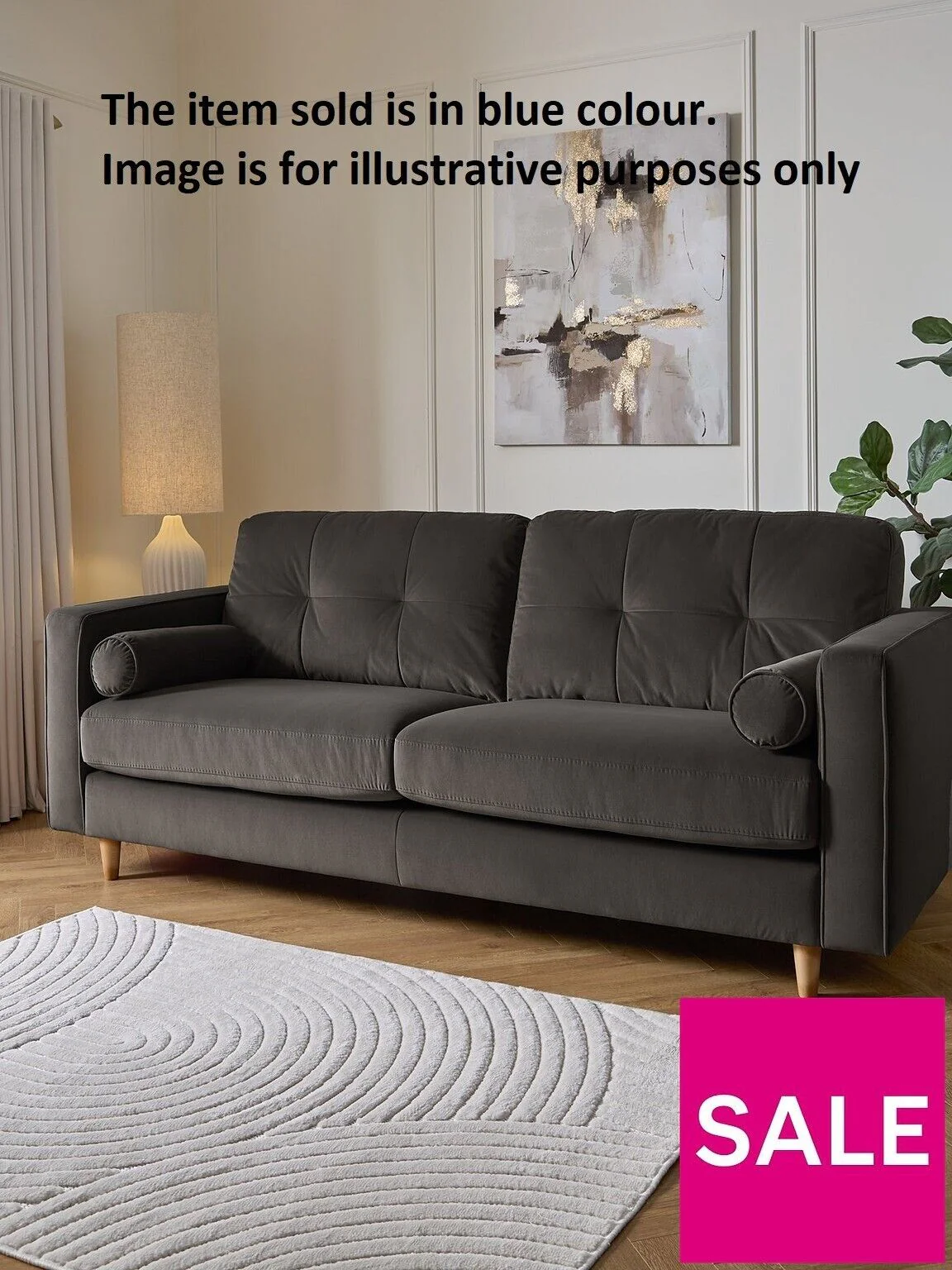 Heaton 4 Seater Fabric Sofa Blue Stylish and Comfortable Living Room Furniture - Image 2