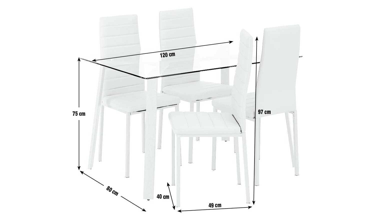Helena Glass Dining Table & 4 Grey Chairs Contemporary Design Dining - Image 2