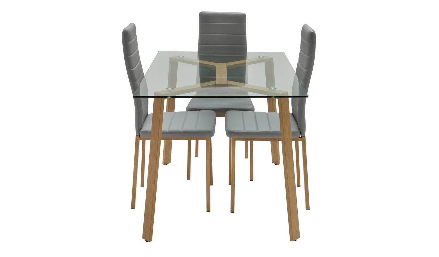 Helena Glass Dining Table & 4 Grey Chairs Contemporary Design Dining - Image 6