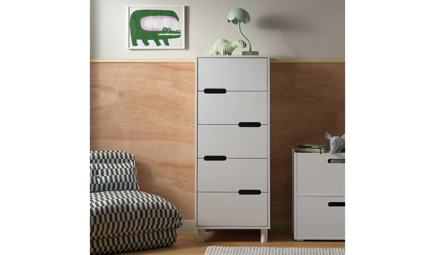 Henri 5 Drawer Tallboy White Storage Organiser Bedroom Furniture - Image 7