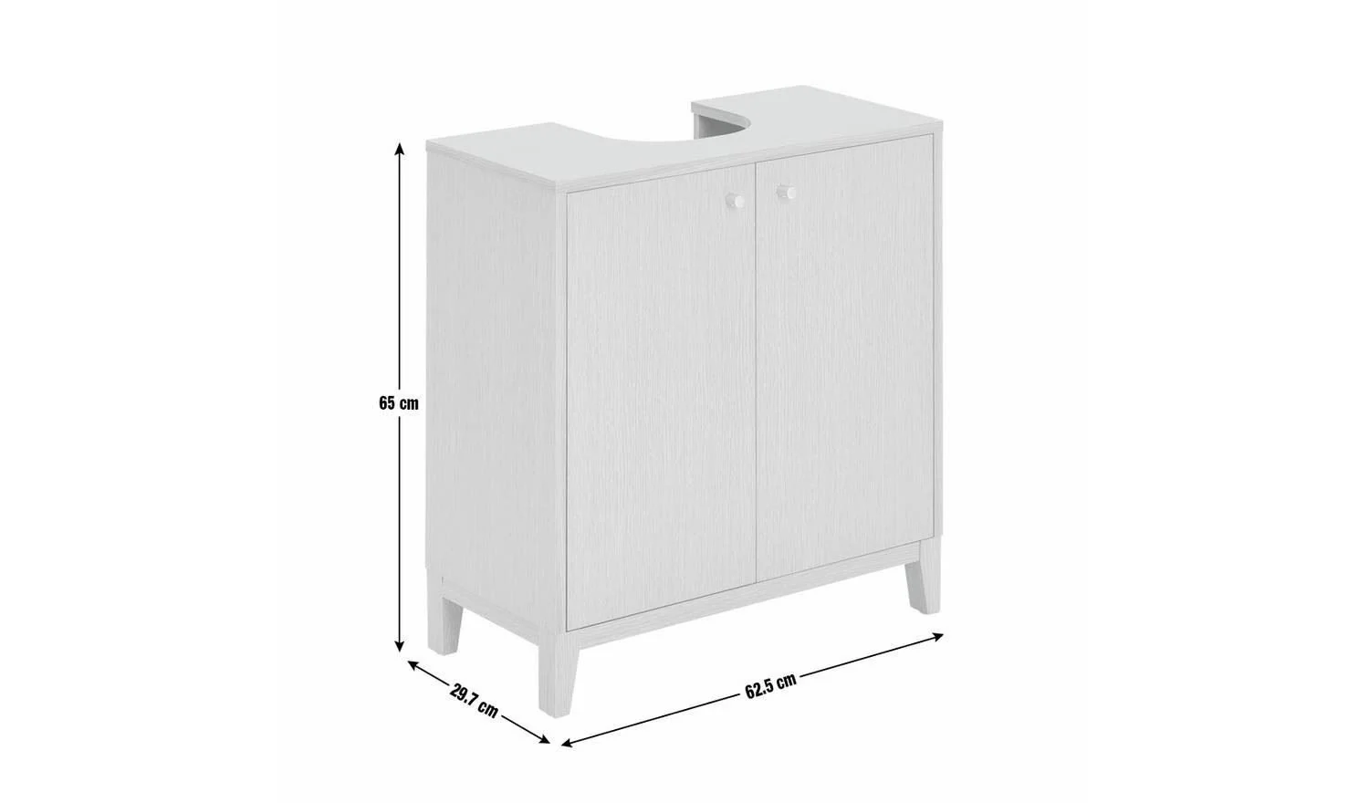 Herson Undersink Unit Oak Bathroom Storage Cabinet Organiser Furniture - Image 2