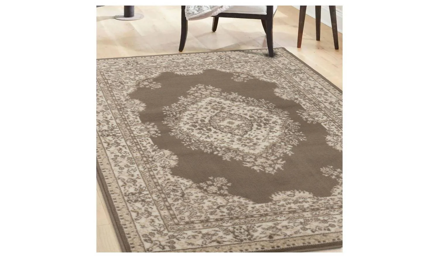 Homemaker Bukhura Traditional Taupe Cut Pile Rug 160x230cm Classic Home Decor - Image 2