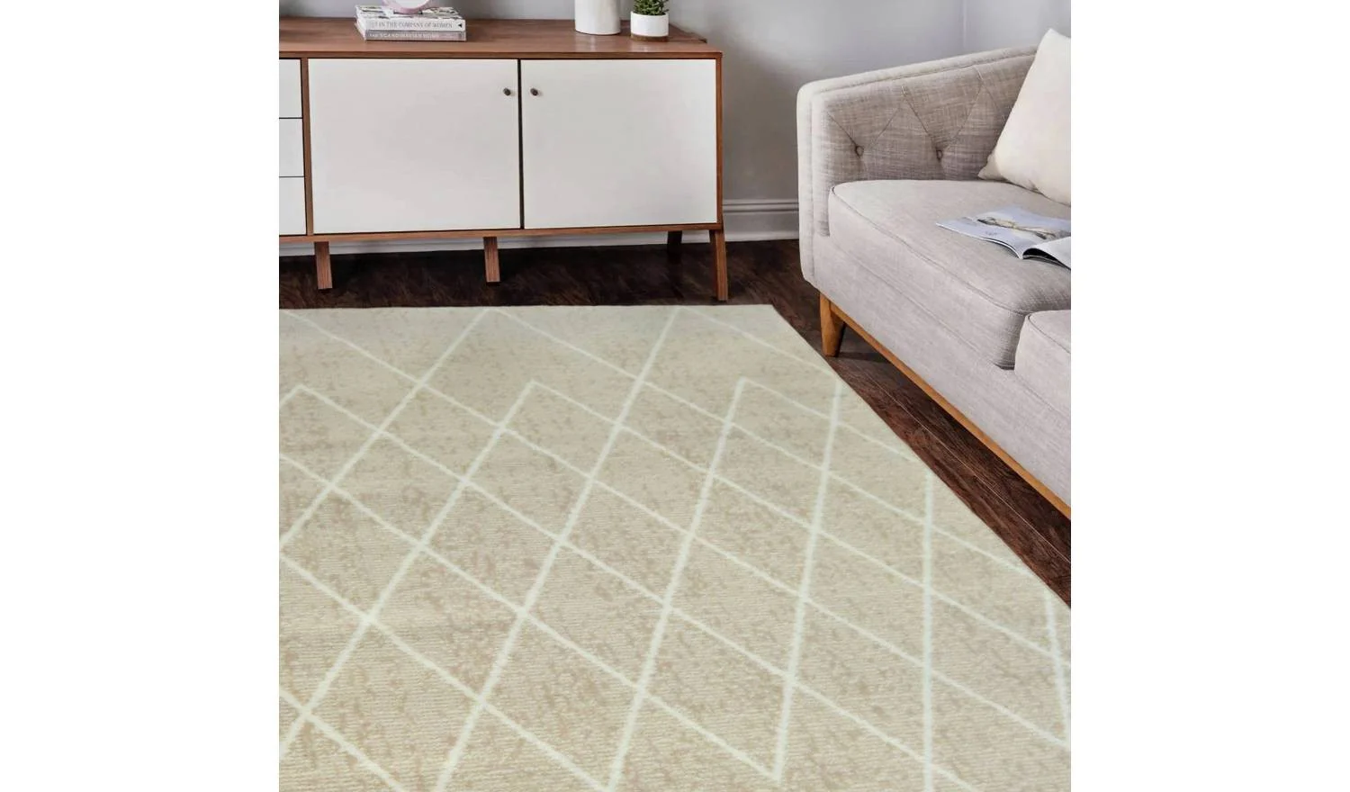 Homemaker Maestro Beige Cut Pile Rug 120x170cm Classic Home Decor Soft - Image 2