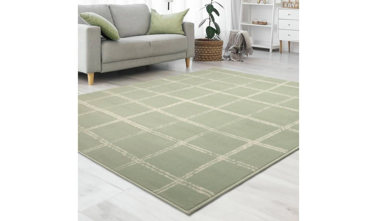 Homemaker Maestro Checks Green Cut Pile Rug 120x170cm Patterned Living Room - Image 2