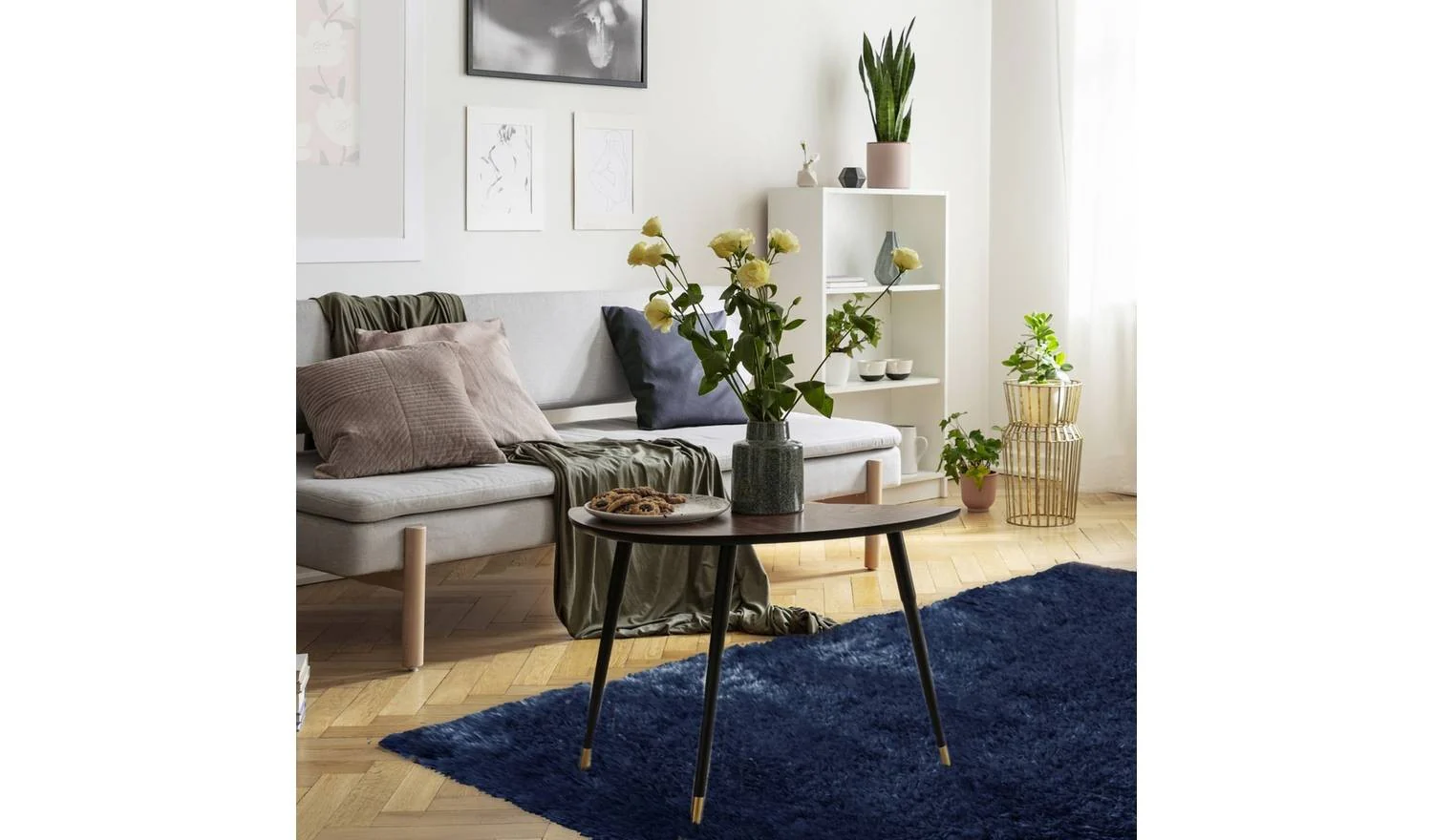 Homemaker Supersoft Plain Navy Shaggy Rug 120x170cm Living Room Floor - Image 2