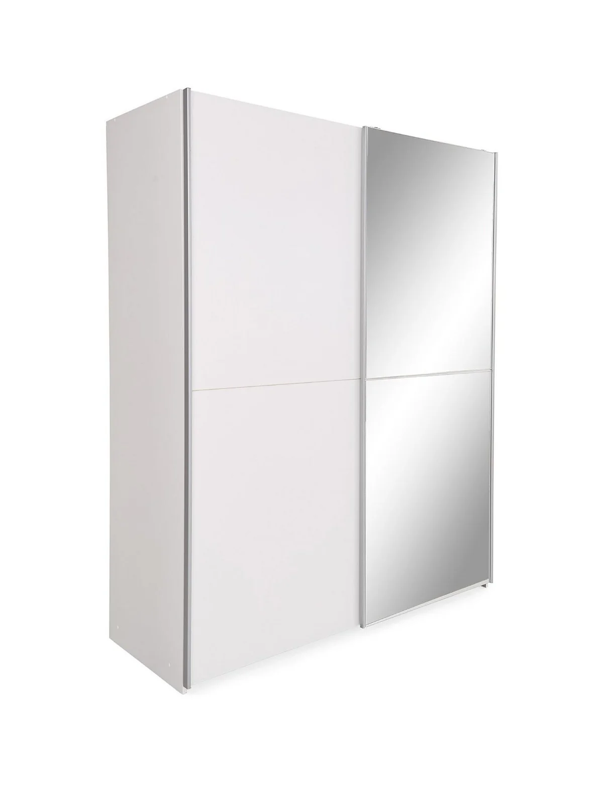 Houston 150cm Sliding Door Wardrobe 1 Door White & 1 Door Mirror | Space Saving - Image 3