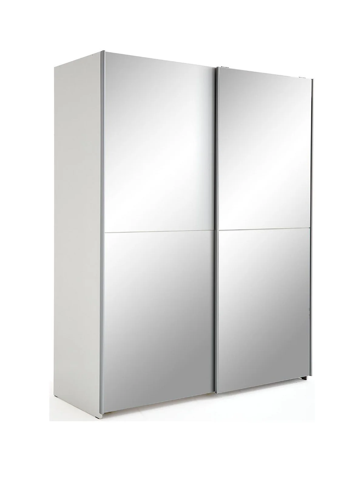 Houston 150cm Sliding Door Wardrobe White | 2 Full Mirror Doors | Large Storage - Image 3