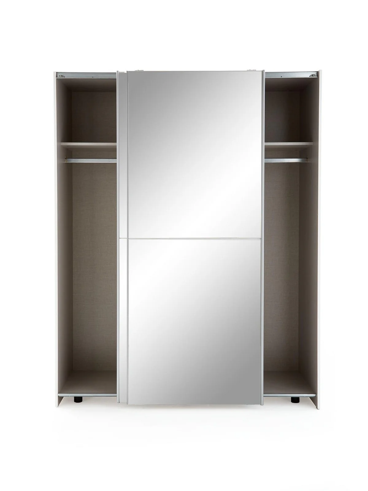 Houston 150cm Sliding Door Wardrobe White | 2 Full Mirror Doors | Large Storage - Image 4