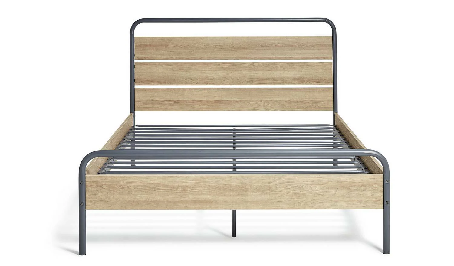 Industrial Double Bed Frame Grey Sturdy and Stylish Bedroom Furniture for Adults - Image 3