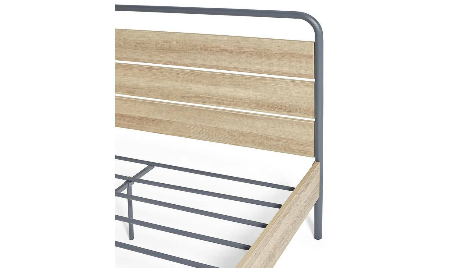 Industrial Double Bed Frame Grey Sturdy and Stylish Bedroom Furniture for Adults - Image 4
