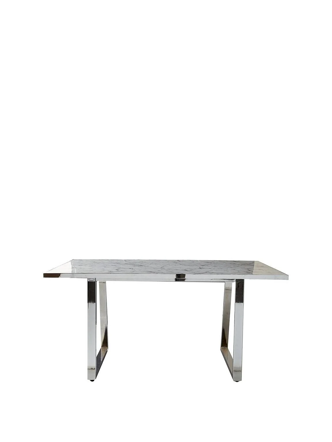 Ivy Marble Effect 161 cm Rectangle Dining Table + 6 Chairs - Marble/Chrome - Image 3