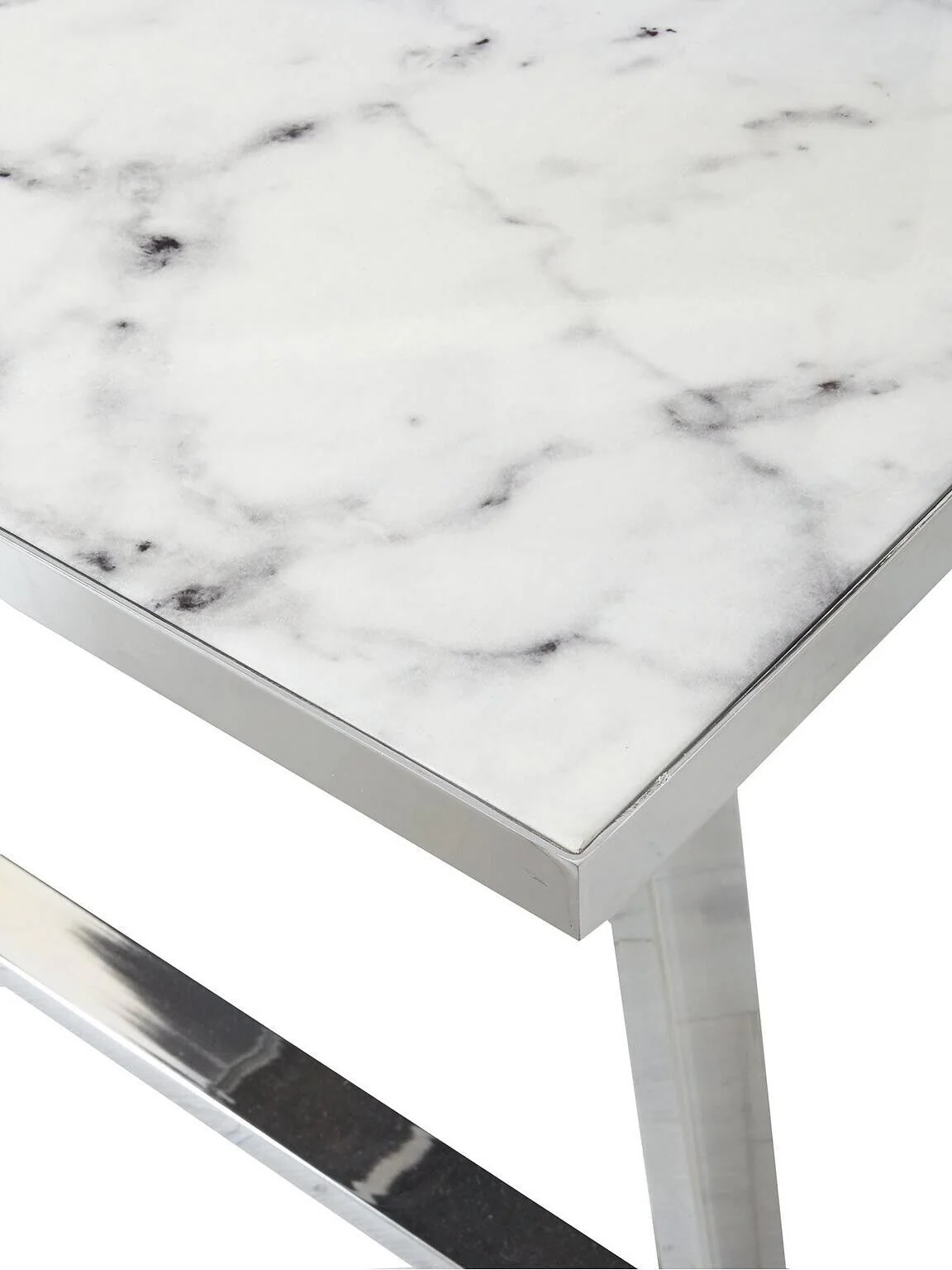 Ivy Marble Effect 161 cm Rectangle Dining Table + 6 Chairs - Marble/Chrome - Image 5