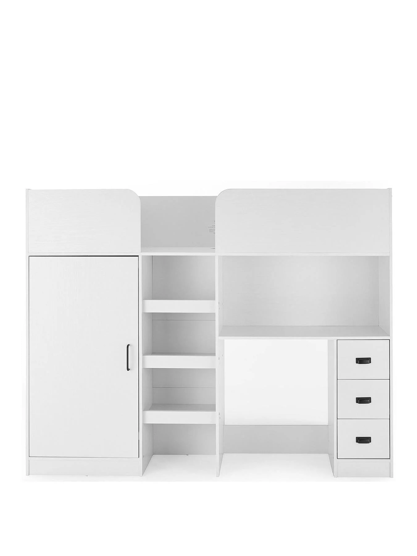 Jackson High Sleeper Bed with Wardrobe Desk White Complete Bedroom Furniture - Image 2