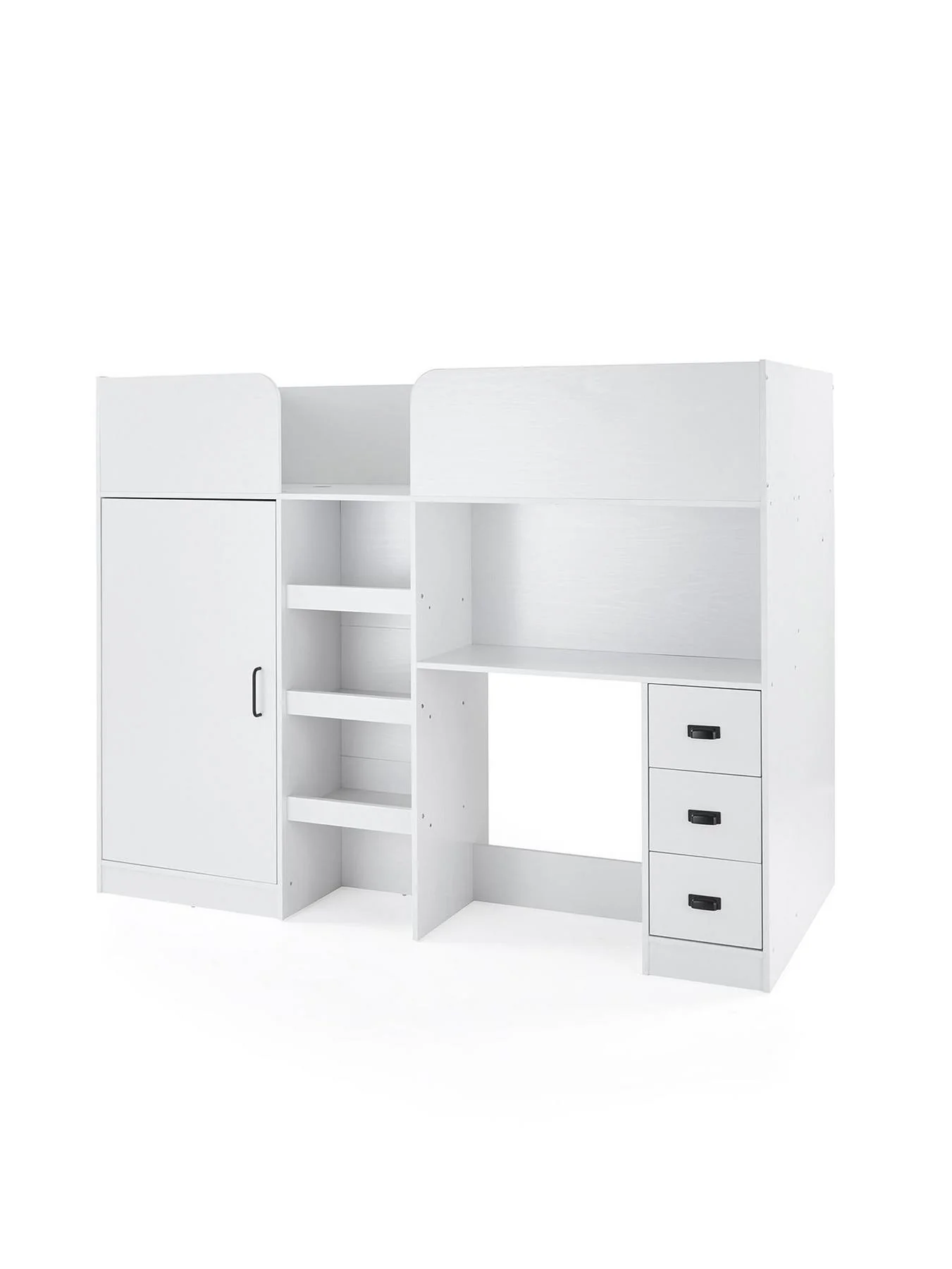 Jackson High Sleeper Bed with Wardrobe Desk White Complete Bedroom Furniture - Image 3