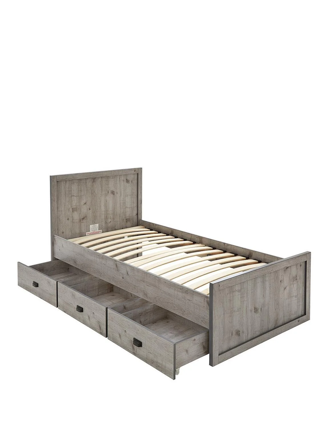 Jackson Single Storage Bed Weathered Grey Children Furniture Space-Saving - Image 3
