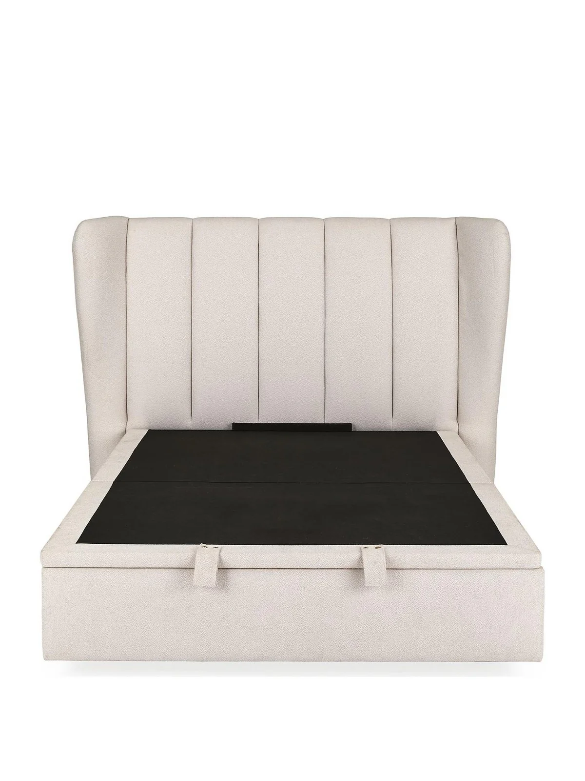 Jasper King Storage Bed Ivory | Wing Headboard | Ottoman Base - Image 2