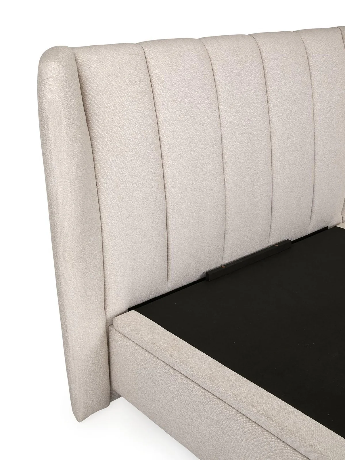 Jasper King Storage Bed Ivory | Wing Headboard | Ottoman Base - Image 4