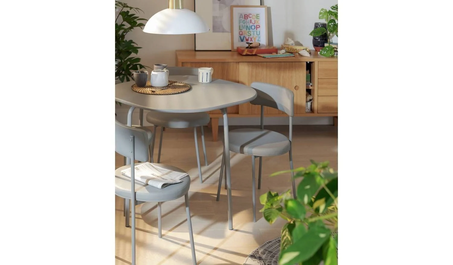 Jayla Metal Grey Dining Table & 4 Grey Chairs - Image 2