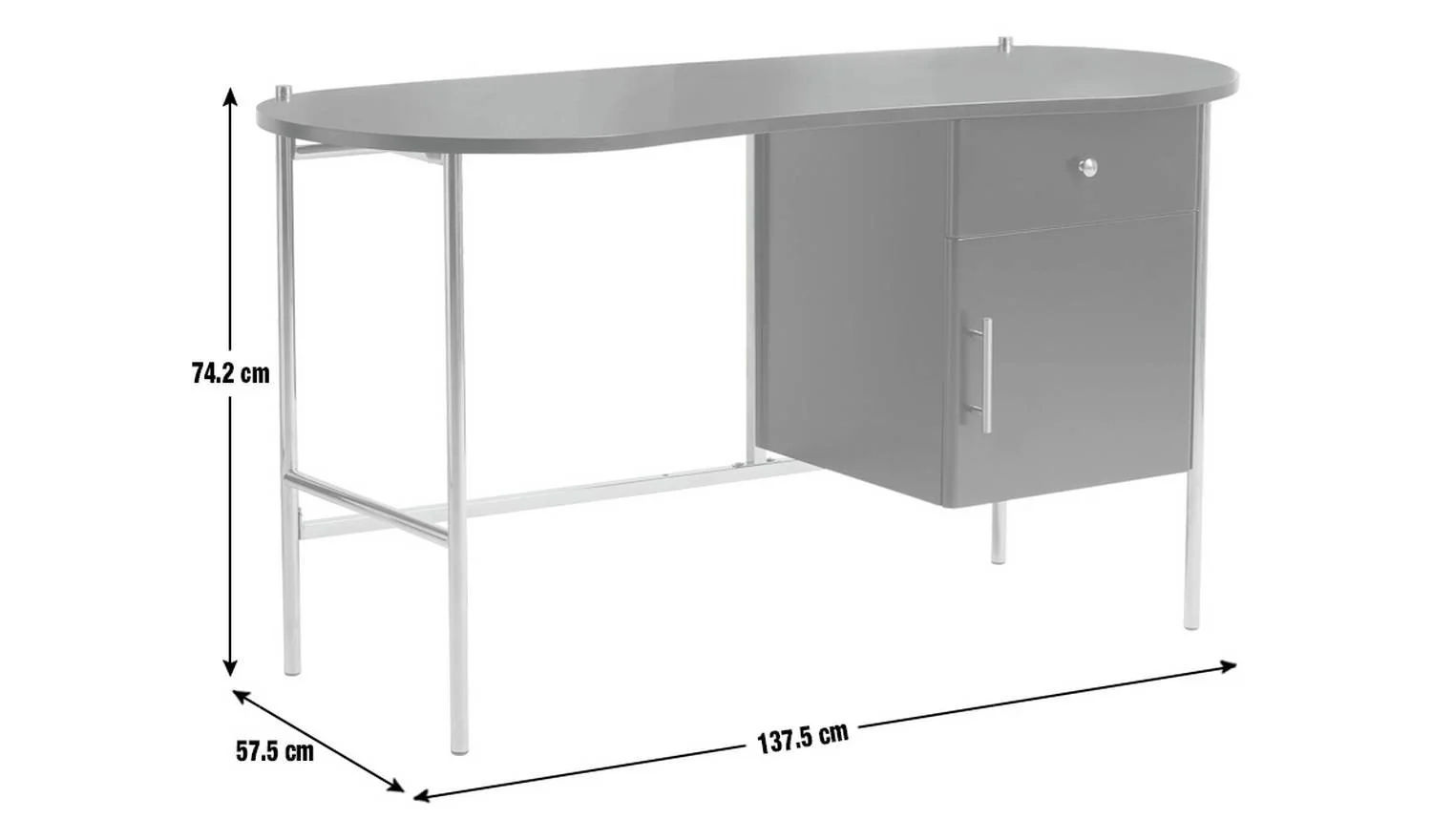 Jelly Bean 1 Drawer Office Desk Black Modern Home Office Furniture - Image 2