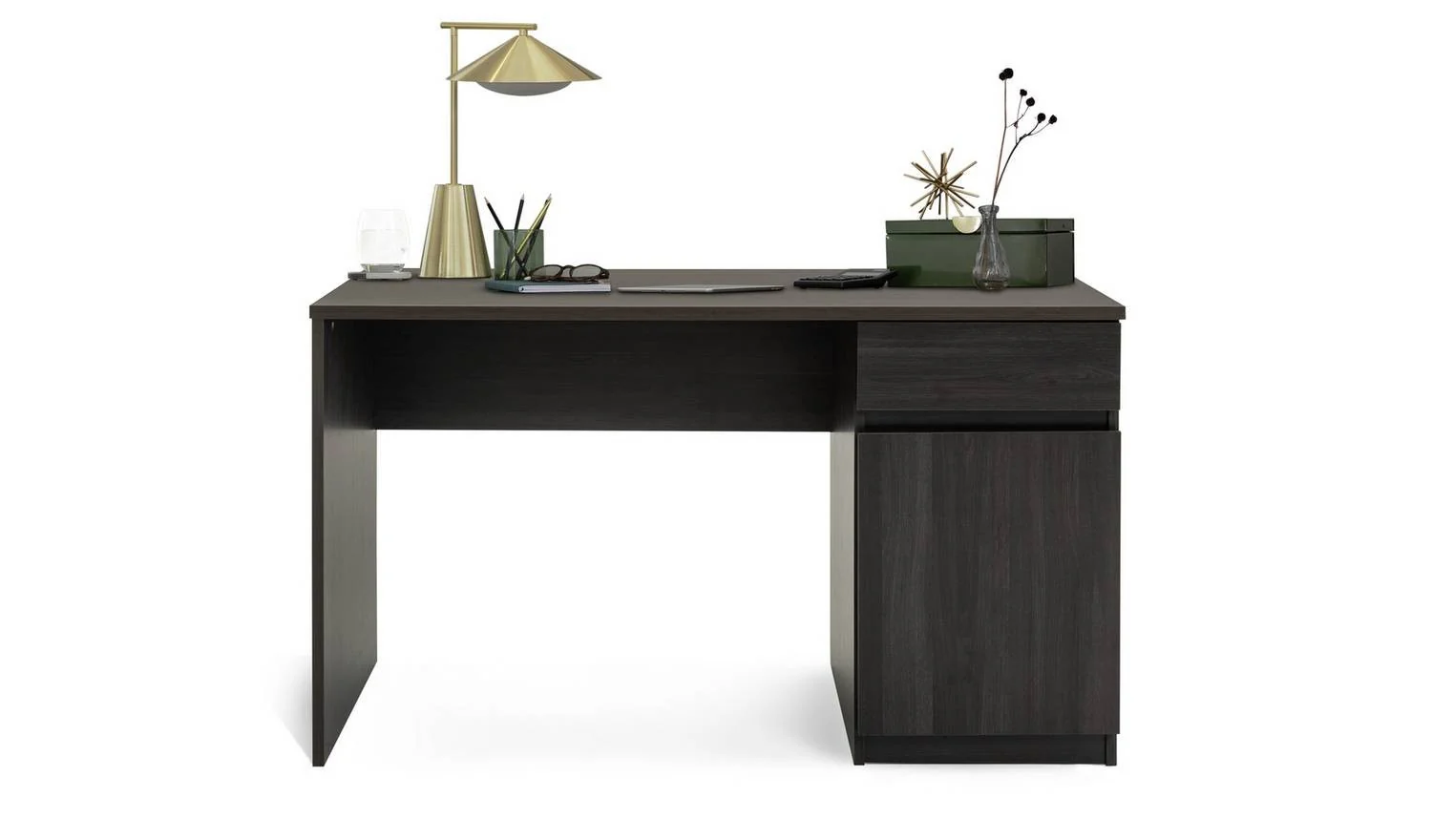 Jenson 1 Drawer Office Desk Black & Brown Modern Home Office Furniture - Image 4